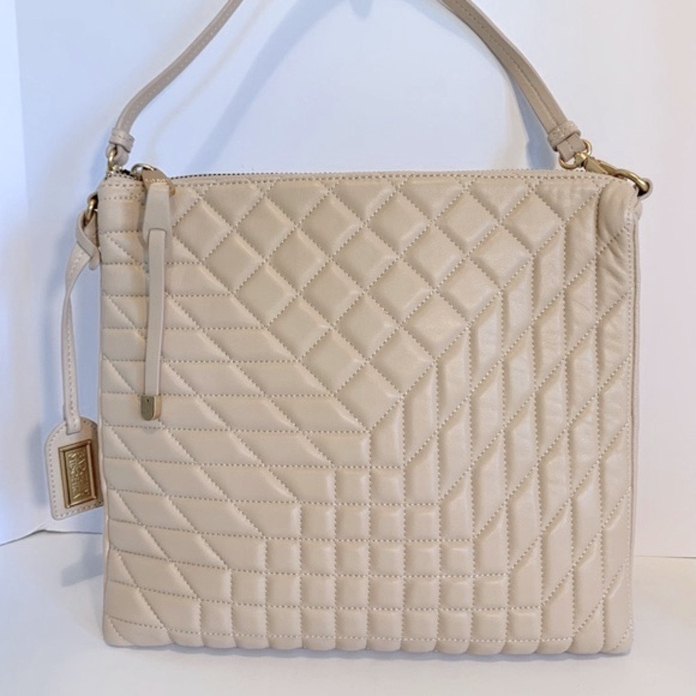 Badgley Mischka Quilted Convertible Big Crossbody Bag Blush Nude